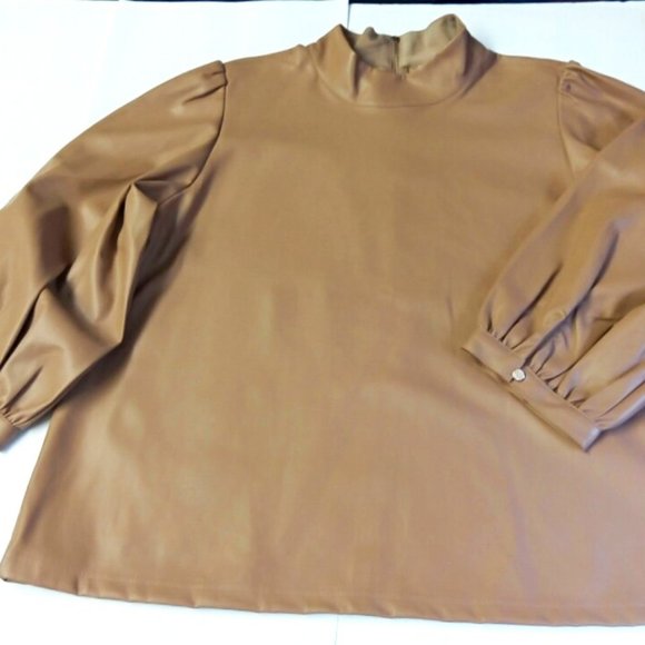 Calvin Klein Tops - Calvin Klein Faux Leather Top - L NWOT